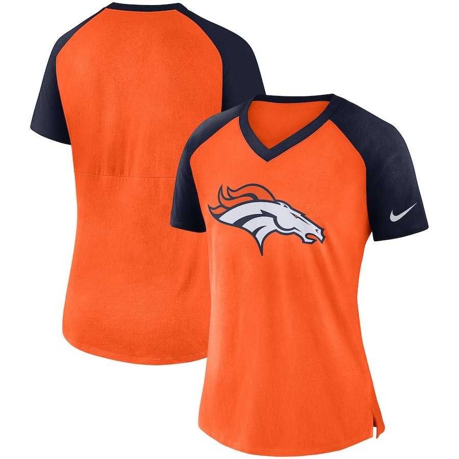 Women Denver Broncos Nike Top V Neck T-Shirt Orange Navy,We sell and wholesale Women Denver Broncos Nike Top V Neck T-Shirt Orange Navy on line form chian!